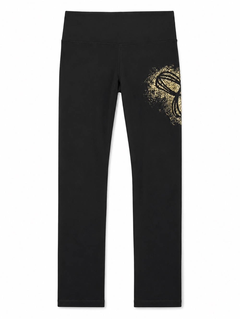 TNA Aritzia Black High Rise Leggings Gold Graphic Print Yoga Pants Women’s Mediu
